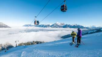 Pizol, winter, snow, blue sky, ski lift, sea of fog, Pizolbahnen, morning mood, gondola lift, skiing, piste
