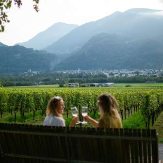 Wine tasting with a view of the vineyards © Heidiland Tourismus