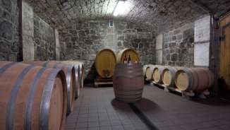 Barrique cellar from the Gonzen winery Barrique cellar from the Gonzen winery