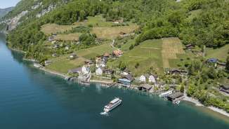 A bird's eye view of Quinten on Lake Walen Quinten on Lake Walen photographed from above with the Walensee boat.
