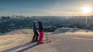 Winter magic, Pizol, pleasure skiing, snow, blue sky, mountains, snow-covered fir trees, sun, valley, snow-covered mountains, Alps, views, summits