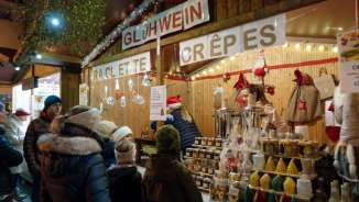 Decorated stand at the Christmas market in Bad Ragaz
