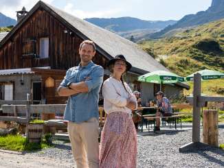 Martina Gassner & Manuel Rothmund in front of the Alp Fursch Martina Gassner & Manuel Rothmund in front of the Alp Fursch