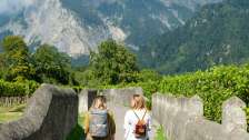 Fläsch, wine glass, backpack wine tasting, Bündner Herrschaft, Maienfeld, wine drinking, picnic backpack, wine tasting, fall