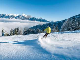 blue sky, morning mood, sea of fog, piste, Pizol, Pizolbahnen, snow, skiing, winter
