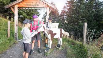 Children stamping on the Pizol heath trail