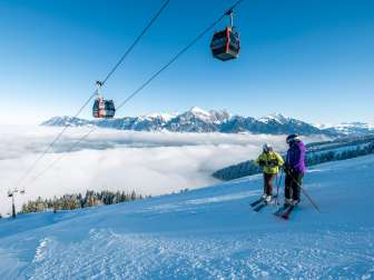 Pizol, winter, snow, blue sky, ski lift, sea of fog, Pizolbahnen, morning mood, gondola lift, skiing, piste