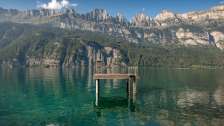 Jetty in Lake Walen with the Churfirsten in the background